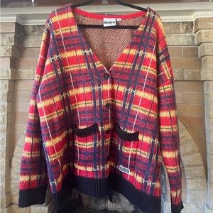 RAGGED PRIEST CHECKERED BUTTON-UP SWEATER